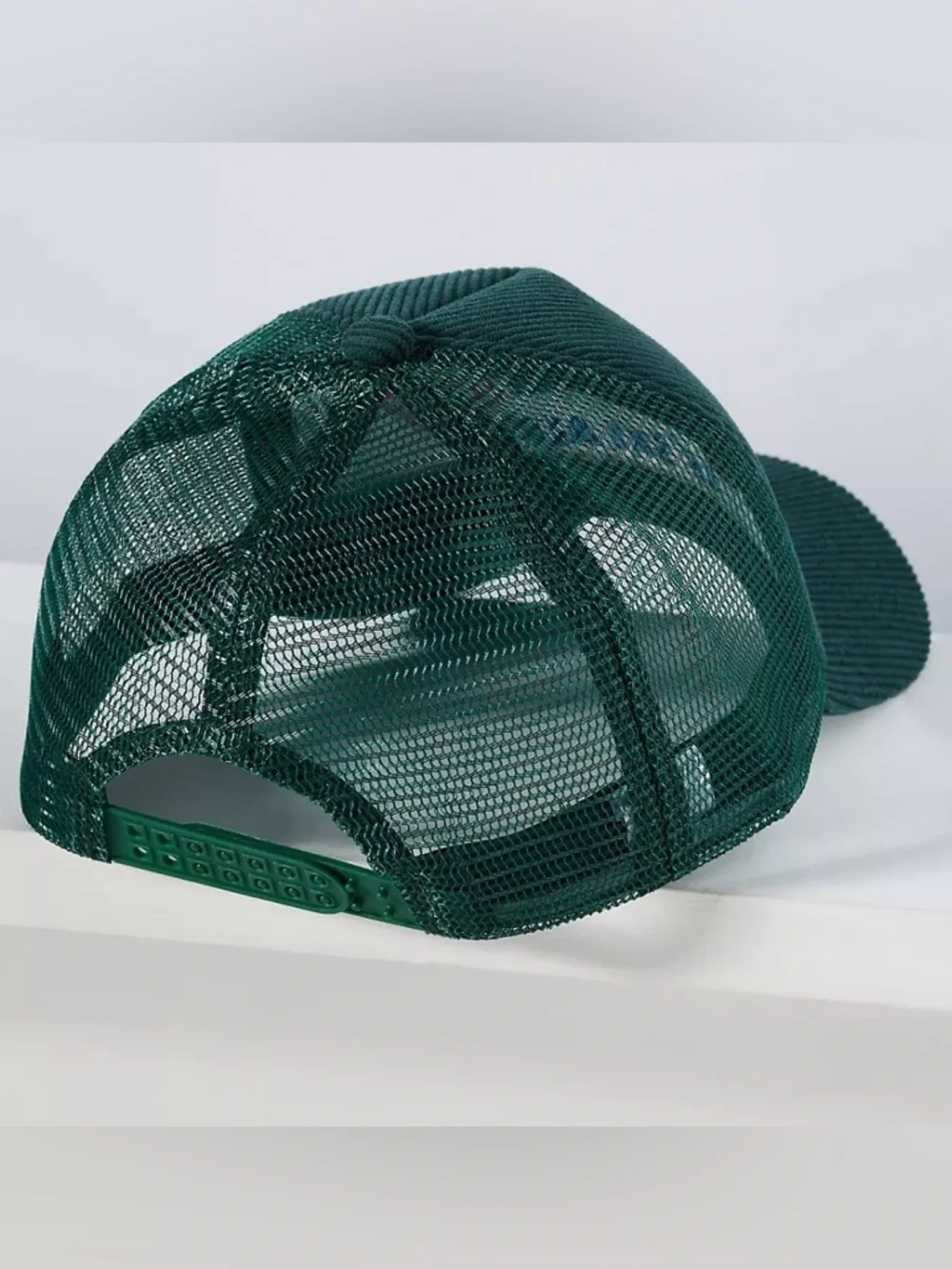 Anthropologie Worn West Apres Ski Corduroy Trucker Hat Green